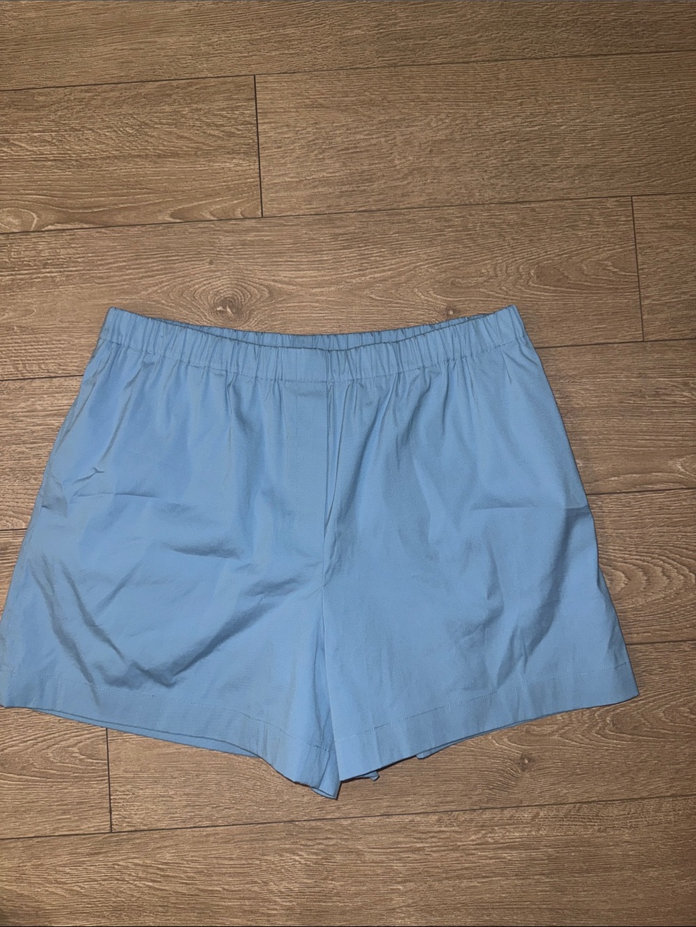 Theory Light Blue Elastic-Waist Bermuda Shorts